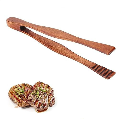 Beetoo Grillzange aus Holz, Bambus-Toastzange, Grillbesteck aus Holz, Küchenutensilien zum Kochen und Halten von Toast, Speck, Muffin, Bagel, Brot