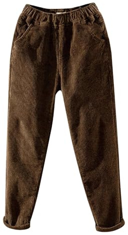 Pantalon en Velours Côtelé pour Femme - Taille Haute, Thermique avec Poche - Jogging Épais et Chaud d'Hiver - Fitness et Sport