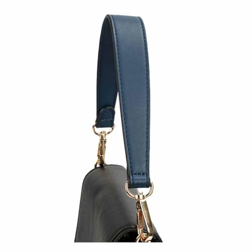 SHTGOI Leder Taschengriffe Verstellbarer Schultergurt Ersatz Taschenhenkel mit Karabinerhaken Universal Kurze Handtasche Griffe Schulterriemen Taschenzubehör für Kleine Handtasche 36cm Blau
