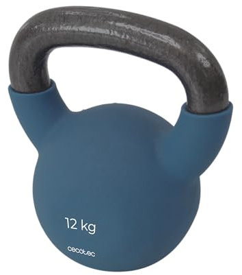 Cecotec Kettlebell-Gewicht von 12 kg Drumfit Kettlebell 12000 Neo. Neopren-Beschichtung, Gusseisen, ergonomischer Griff, ästhetisches Design und leicht zu reinigen, Abmessungen 19,6x16x22,8 cm