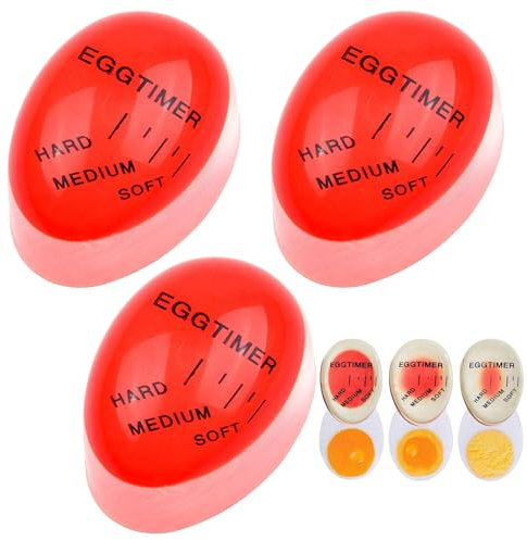 3 Temporizadores para Huevos (Suave/Medio/Duro) - Selección del Grado de Madurez Según el Cambio de Color