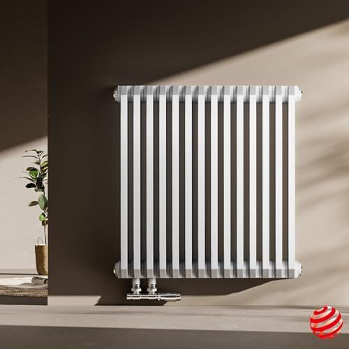 EMKE D-Form Design Heizkörper 600x594 mm, Horizontal Flachheizkörper mit Seitenanschluss, Doppellagig Paneelheizkörper Weiß 969W