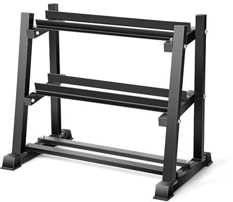 Bongkim Dumbbell Rack, Weight Rack for Home Gym, 3 Tier Weight Plate Rack for Dumbbells and Kettlebells, Dumbbells Weights Rack for Home 1100LBS