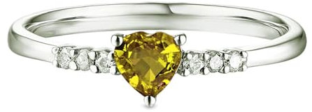 BCughia Ehering Damen Silber, Damenring 925 Silber Damen Herz Form Gelb Zirkonia Ring Größe 63 (20.1)