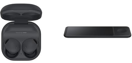Samsung Galaxy Buds2 Pro Wireless Earphones, 2 Year Extended Manufacturer Warranty, Graphite (UK Version) & Galaxy Official Wireless Trio Charging Pad, Black