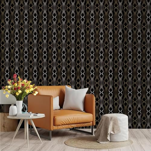 Selbstklebende Tapete Schwarzer Streifen Tapete Klebfolie Für Küche Schlafzimmer,Wasserfest Tapete Selbstklebend, Wandverkleidung Vinyl Diy Abnehmbar Tapeten,Statische Tapete 40X300CM