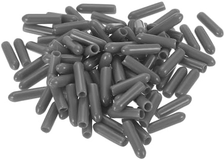 sourcing map 100pcs Rubber End Caps 3mm(1/8) ID Vinyl PVC Round Tube Bolt Cap Cover Screw Thread Protectors Dark Grey