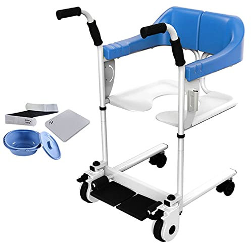 Patientenlift und Transferstuhl, multifunktionaler Pflegerollstuhl mit eingebauter Toilette, Dusch- und Toilettenstuhl mit Rädern zur Pflege gelähmter älterer und behinderter Menschen, Tragkraft -120