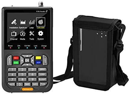 Détecteur de satellite, détecteur de signal, V8 Finder 2 Digital Satellite Finder DVB-S2X 1080P HD Récepteur TV Signal Récepteur Sat Décodeur + Sac pour régler l'antenne parabolique de télévision pa(F