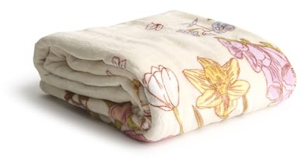 Vera Bradley Women's Fleece Plush Throw Blanket, Meadow Bouquet Subtle Seedpearl, One Size