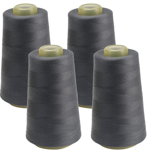 FOGAWA 4 Rollen Nähgarn Polyester Nähgarn Nähmaschinengarn, 40s/2, 3000 yards, Garnspule Overlockgarn für Näharbeiten, Quilten, Patchwork, Kleidung(Dunkelgrau 3088)