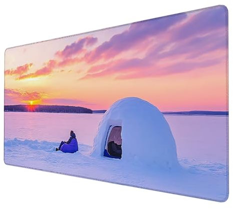 Alfombrilla Ratón, Alfombrilla Ratón XXL Gaming Tapete Escritorio Ordenador (1000x500x3mm) Protector Escritorio Alfombrilla, para Ratón Láser y Óptico (Región Polar) mousepad (Color Blanco) K-4-9