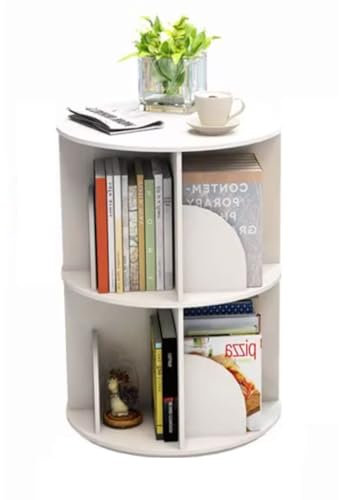 Drehbares rundes Bücherregal, 360° Ausstellungsständer für Schlafzimmer, schmal, schwenkbar, Eck-Bücherregal (2 Etagen, 40 cm)