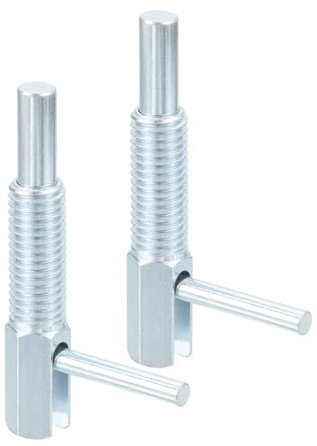 sourcing map 2 pasadores retráctiles de émbolo de indexación, M12 L, émbolo de resorte de acero al carbono, pestillo con resorte, pasador de bloqueo telescópico para maquinaria de construcción naval