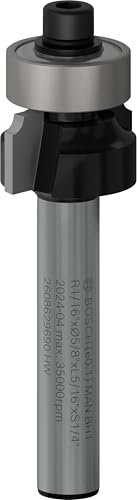 Bosch 1 x Pro Router Bit Rounding Over (per legno tenero, legno duro, Ø 15,9 mm, accessorio professionale per router portatile, Trim Router)