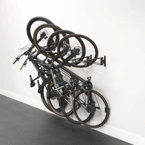 StoreYourBoard SwivelStow Lot de 4 supports muraux pour vélo de route, 2 VTT et 2 vélos de route et de gravier, support mural pour vélo robuste, support mural pour garage et vélo, peut supporter 31,8
