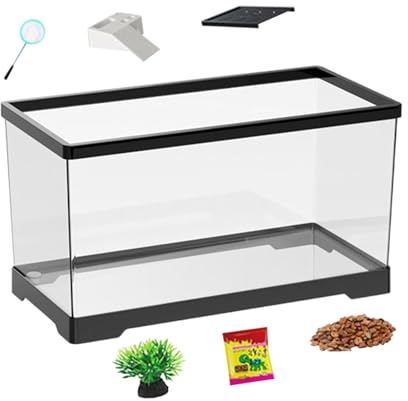 Wasserschildkröten Aquarium Terrarium,Reptilien Terrarium Set | Lebensraum Mit Bodenentwässerung Für Reptilien Amphibien Krabben Frösche Geckos Chamäleons Schlangen