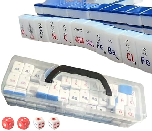Mahjong kakelset - pedagogisk strategi brädspel med kemielement | roliga läderleksaker för familj, vänner och dryckesspelkvällar, twist på traditionell mahjong