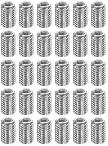 sourcing map Lot de 30 inserts filetés en acier inoxydable M6 x 1 mâle vers M3 x 0,5 femelle - Adaptateurs de filetage de 10 mm de long - Vis de réparation pour bois dur et tendre