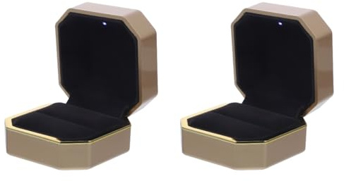 Minkissy 2 StüCk Eheringbox Mit Licht Achteckige Ringbox FüR Hochzeit Und Verlobung Schmuckschatulle FüR Ringe Aufbewahrungsbox Kleines Ringetui FüR Trauung Und Geschenk