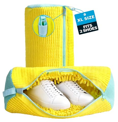 2pcs Shoe Washing Machine Bag, Trainer Washing Machine Bag with Upgraded Locking Zipper, Heavy-Duty Shoe Bag for Washing Machine, Reusable Shoe Washing Bag for Sneakers, Trainers, Canvas (2)