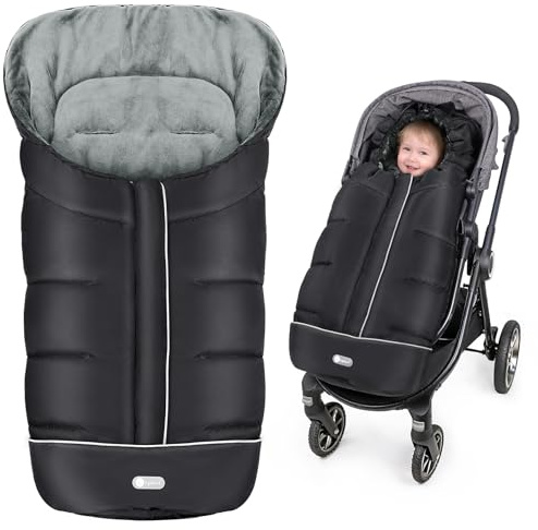 IvyWind Stroller Footmuff Universal, Warm Stroller Cover for Winter, Waterproof Baby Stroller Bunting Bag, Toddler Stroller Winter Sack for Cold Weather, Black