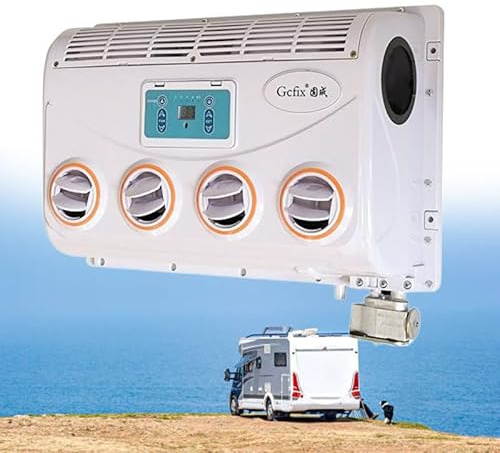 Aire acondicionado mini split de 12 V, unidad de CA silenciosa CC RV para semirremolque, remolque, refrigeración de cabina de sueño
