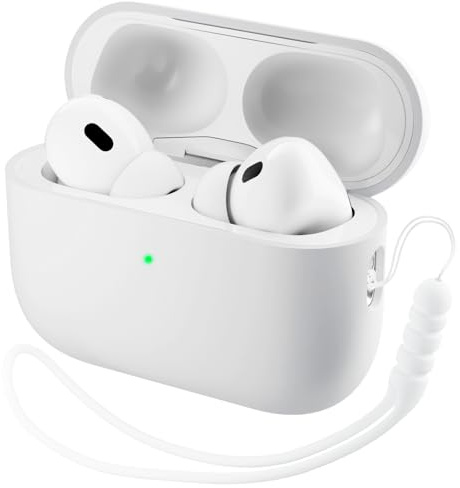 ORNARTO für AirPods Pro 3 Hülle Silikon mit Lanyard(2025) - Aus robustem PC und weichem Flüssigsilikon, Kratzfest und stoßfest, Schutzhülle für Air Pods Pro Gen. 3 mit Fallschutz - Weiß