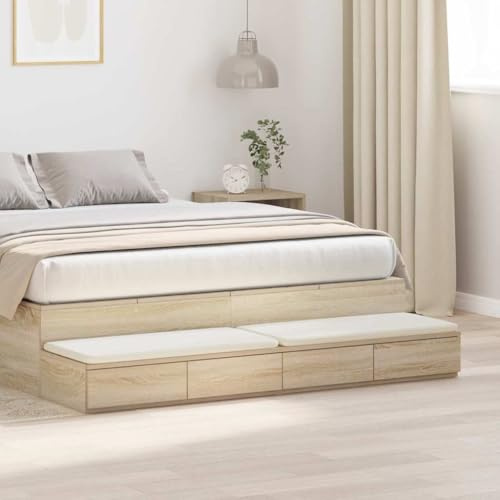 INLIFE Bettschubladen Sonoma Eiche 135 x 36.5 x 16.5 cm Holzwerkstoff,Möbel,Tische,Nachttische,Beige,21.4 KG,866989