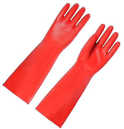 FOMIYES Thickened Red Dishwashing Gloves Long Non-slip Kitchen Cleaning Gloves for Daily Housework Protection and Reusable Household Use