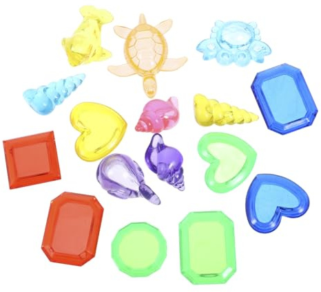 FUNOMOCYA 16PCS Diving Pool for Colorful Fake Gemstones and Ocean Animal Sinkers Summer Swimming Pool Game Accessories for Party Fun and Underwater Exploration