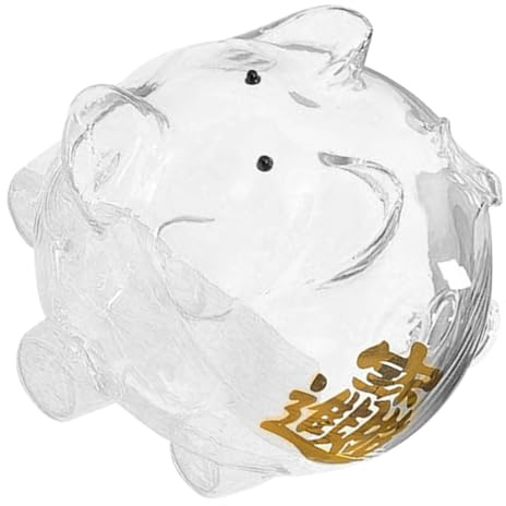 TOBBOMEY Transparent Large Capacity Glass Piggy Bank for Boy Girl Handmade Money Saving Pot with Vivid Pig Design Encourages Saving Habits and Serves as Decorative Home Ornament