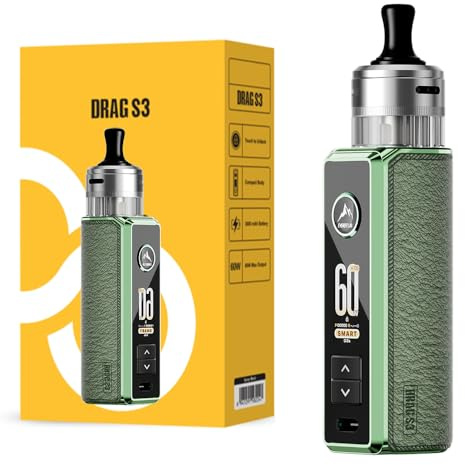 DRAG S3, For VOOPOO Drag S 3 Pod Kit 60W 3000mAh Battery + 5ml PNP-X Cartridge MTL (PNP X 0.6Ω + PNP X 0.8Ω Coil) Vaporizer - No nicotine
