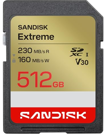 SANDISK Extreme Scheda SD UHS-I da 512 GB (fino a 230 MB/s velocità di lettura e fino a 160 MB/s velocità di scrittura, video in 4K UHD, U3, V30) SANDISK Memory Zone App