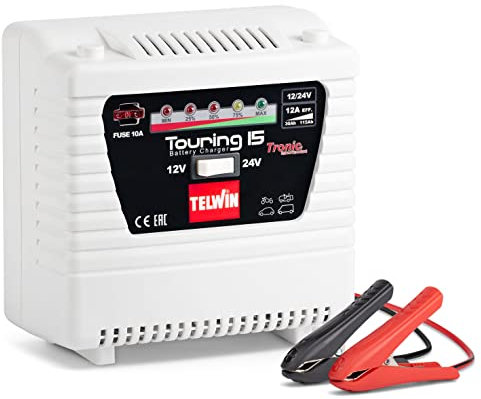 Telwin 807592 TOURING 15 Caricabatterie con controllo elettronico 230V, 12V/24V
