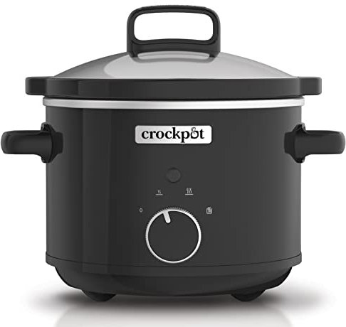 Crock-pot Pentola per Cottura Lenta, Slow Cooker, Capienza 2.4 litri, fino a 2 Persone, 2 Impostazioni Cottura e Funzione Mantenimento in Caldo, 130 W, Ceramica, Nero