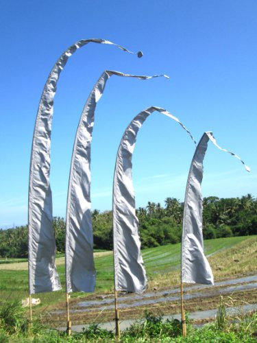 Bali-flagga, polyester, silvergrå, 5 meter