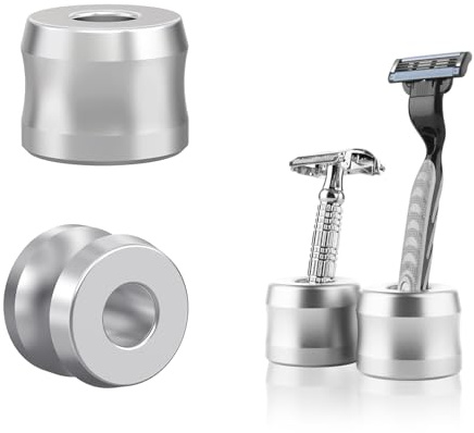 Linkidea Rasierhobel-Ständer, Öffnungsdurchmesser 18,5 mm, Aluminiumlegierung, für Herren, Rasierständer für Badezimmer, silberfarben, 2 Stück