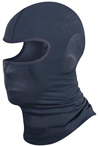 BRUBECK Sturmhaube atmungsaktiv Damen | Nahtlose Gesichtshaube Frauen | Balaclava Ski Mask | Gesichtsmaske Snowboard | Skimaske | Kälteschutz | Winter | Dunkelgrau | Gr. S - M | KM00010