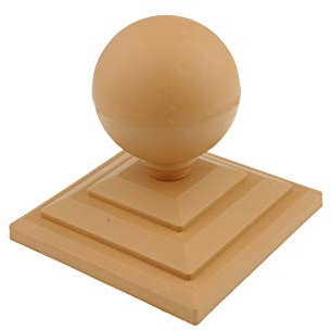Pack of 2 Sphere/Round Finials & Fence Caps for 4 Fence Post, Light Brown (Harvest Gold). (GT0032). UK Made. Free UK Postage