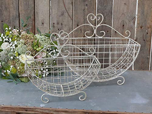 Chic Antique Shabby Körbe im 2er Set mit Herzdekor Wandkorb Metallkorb mit Herz