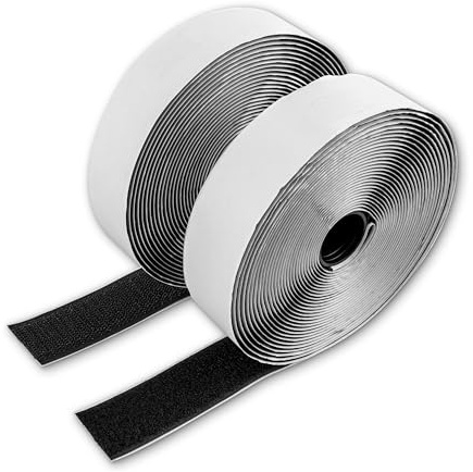 Självhäftande kardborreband, 4 meter fleeceband + 4 meter kardborreband, 30 mm bred, kan delas med sax, självhäftande kardborreband, dubbelhäftande kardborreband, kardborreband för fastsättning svart