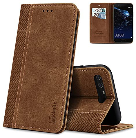 AKABEILA Hülle für Huawei P10 Plus Handyhülle Leder Flip Case Ständer PU Brieftasche Schutzhülle Klapphülle Tasche Case mit [Kartenfach] [Standfunktion] [Magnetisch]