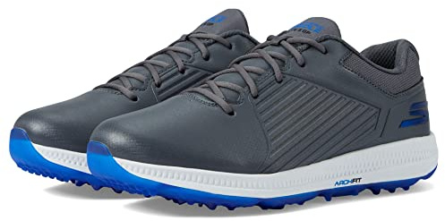 Skechers Skechers Mens Golf Shoe-Go Golf Elite 5 GF - Scarpe da Ginnastica, Grey Synthetic/Blue Trim,
