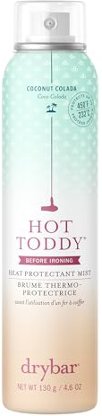Drybar Hot Toddy Heat Protectant Mist for Hair, Lightweight Formula, Protects from Heated Styling, Straightening and Curling Irons, Coconut Colada Scent, Full Size, 4.6 Oz.