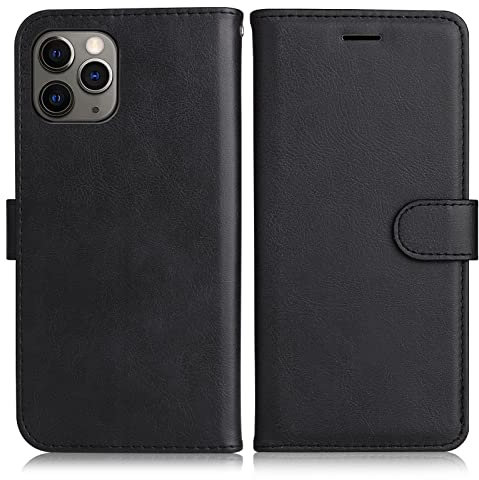 DENDICO Coque pour iPhone 11 Pro Max, PU en Cuir Coque Portefeuille Étui Housse, Design Classique TPU Coque pour iPhone 11 Pro Max, Noir