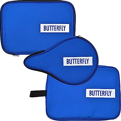 Butterfly Custodia per racchette da ping pong con logo Case | custodia per ping pong + protezione anti-rottura per fino a 2 racchette | design rettangolare (blu reale)