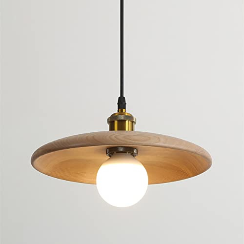 Chrasy Lampadario a Sospensione Regolabile in Legno Naturale E27 28 cm 60 W | Cavo Allungabile, Luce Verso il Basso, Portalampada con Vite, Installazione Cablata, Cucina Sala da Pranzo Camera Ingresso