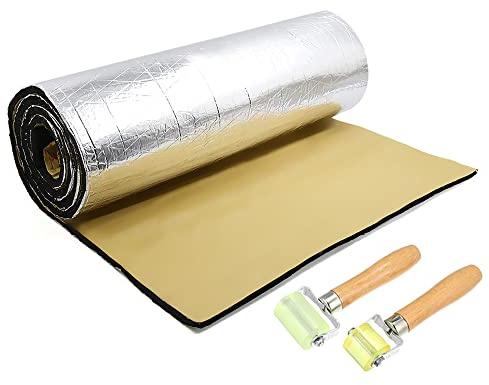 QUARKZMAN 2㎡ 5mm Isolation Phonique Aluminium Thermique Voiture Capot Moteur Adhésif Insonorisant Mur 200cmx100cmx5mm avec Outils d'installation