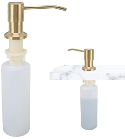 Küche Spüle Seifenspender 300ml Gold Edelstahl Einbau Seifenspender | Multifunktionaler Küche Spülmittelspender für Küchenspüle, Waschbecken